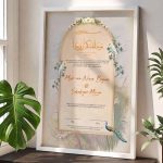 Bird-Inspired Nikkah Certificate with Wooden Frame