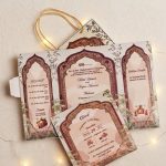 Mughal Arch Multi-Fold Maroon Wedding Card